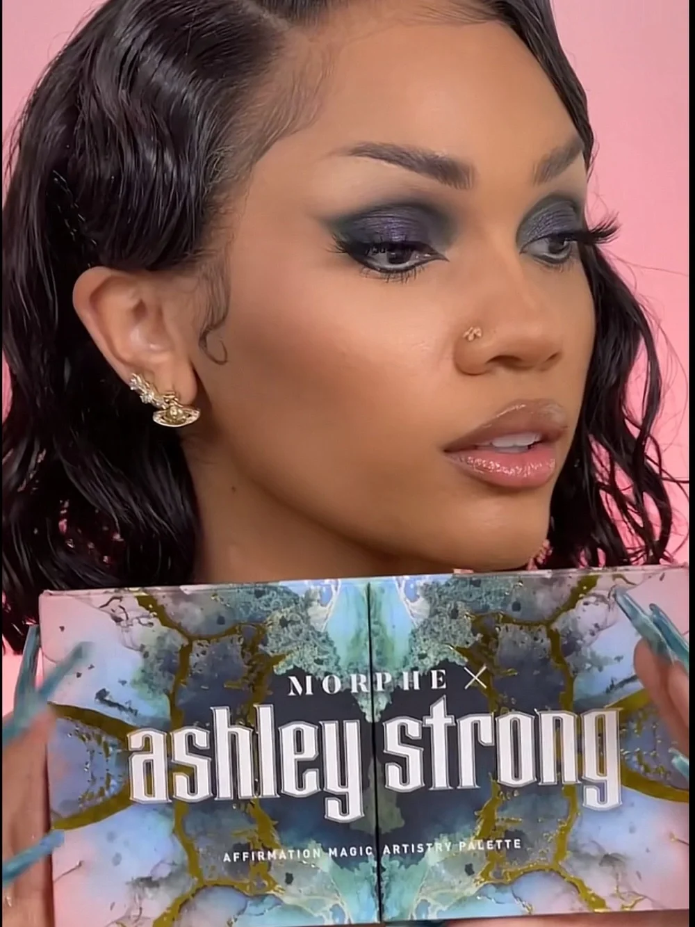 Morphe Ashley Strong Eyeshadow Palette - Marble Pink‎ & Teal